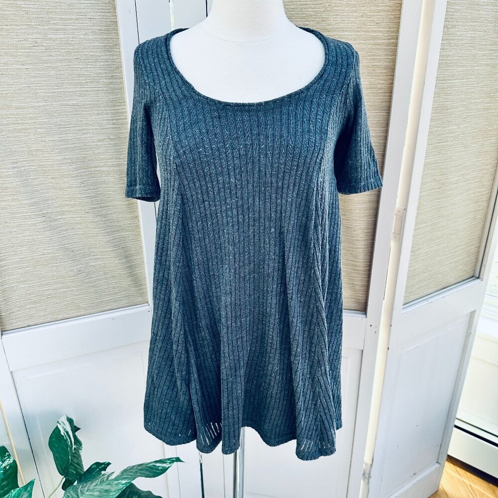 Ecote Urban Outfitters Ribbed Swing Mini Dress Gray Short Sleeve XS